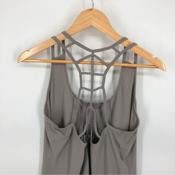 Athleta Halasana Macrame Tank Womens Large Silver Grey - Picture 5 of 9